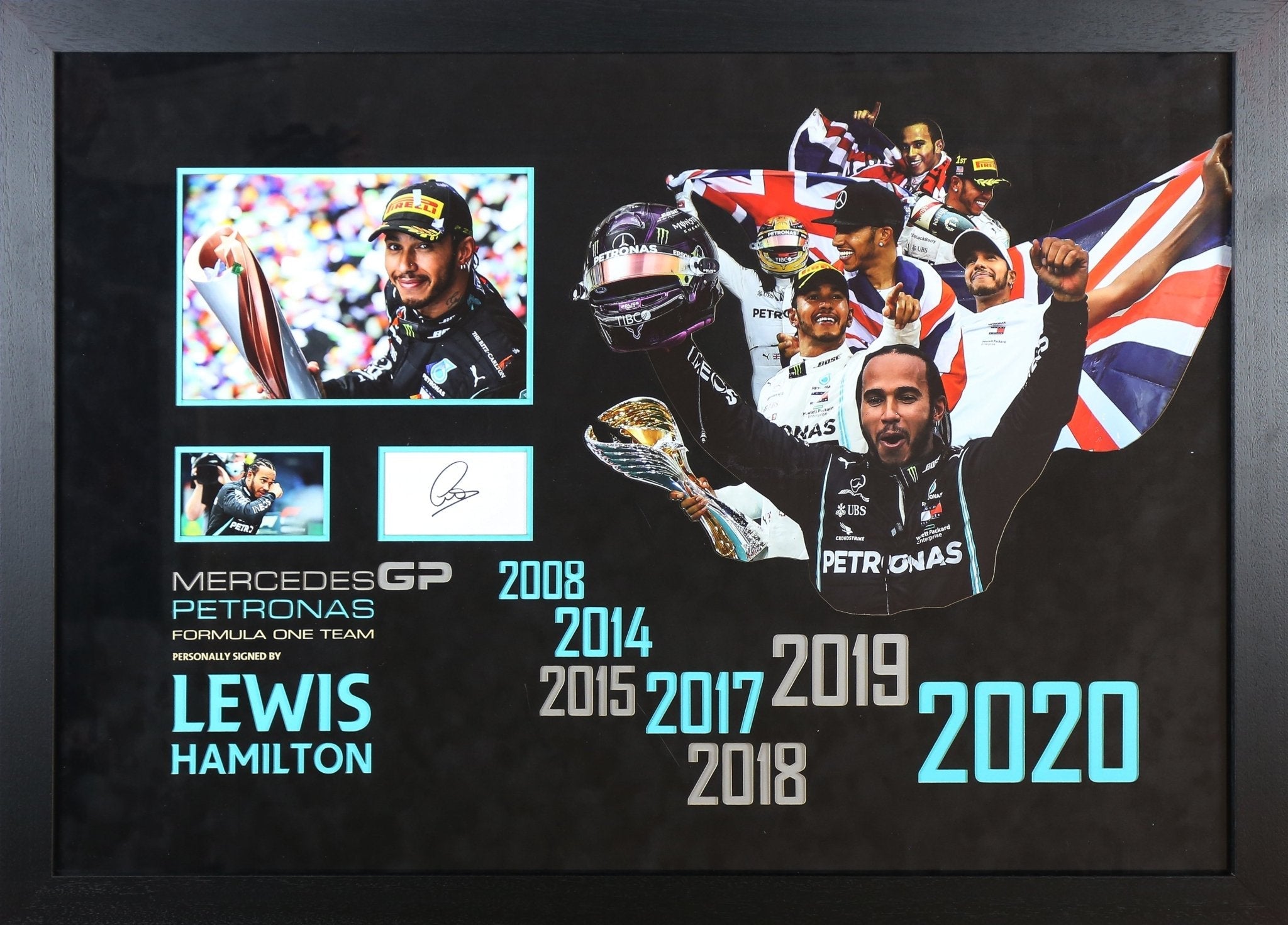 Lewis Hamilton Signed Whitecard Framed Display - Memorabilia Framers Shop